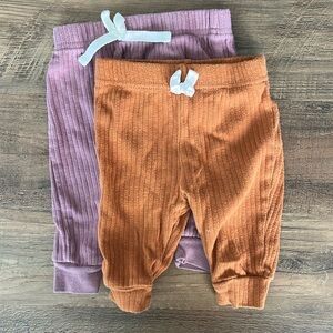5/$20 Bundle of 2 Pants Cotton Girls Ribbed 0-3M